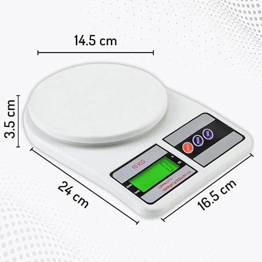 ATOM Digital Kitchen Food Weighing Scale For Healthy Living, Home Baking, Cooking, Fitness & Balanced Diet. | 1 Year Warranty | 10Kg x 1gms with 2 Batteries Included, SF400/A121, Color May vary